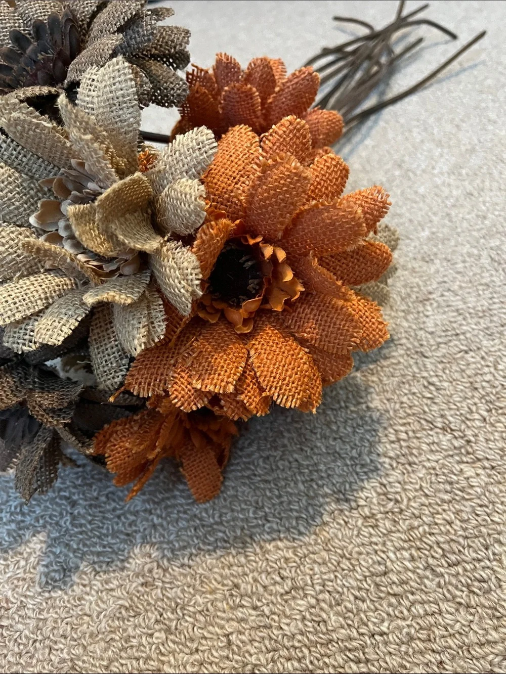 Farmhouse Faux Floral Burlap Flowers Fall